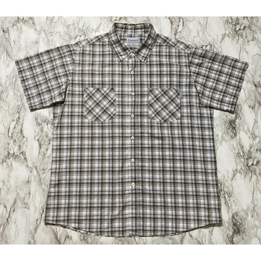 CARHARTT Mens Casual Shirt Size XL Multicolor Plaid Short Sleeve Pockets